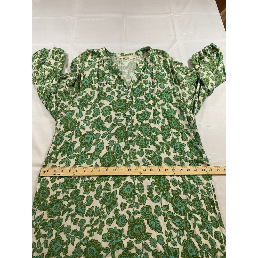 Citrine Swim and Be Free Green Floral Henley Maxi Dress Long Sleeve Large - Picture 10 of 14